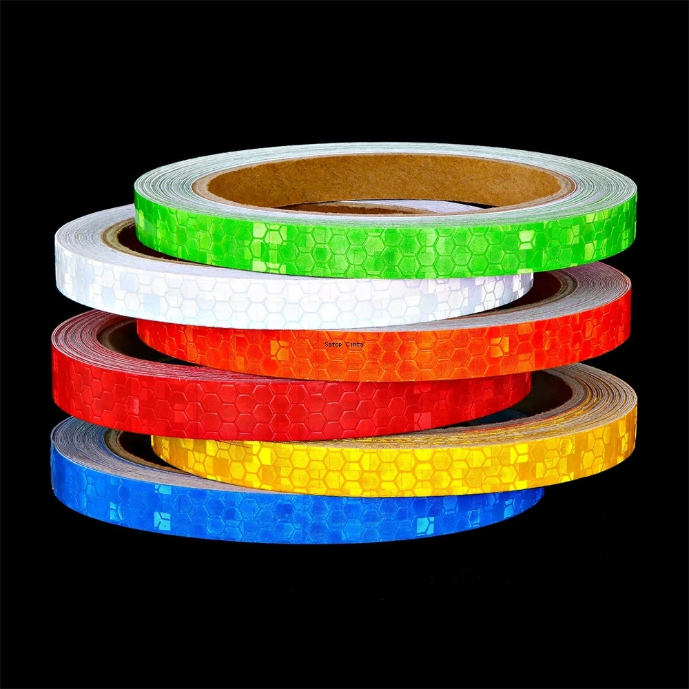 Reflective Car Stickers High Visibility Bicycle Reflectors Tape 1cm*8m Self-Adhesive Night Safety Warning Strips For Bike Helmet