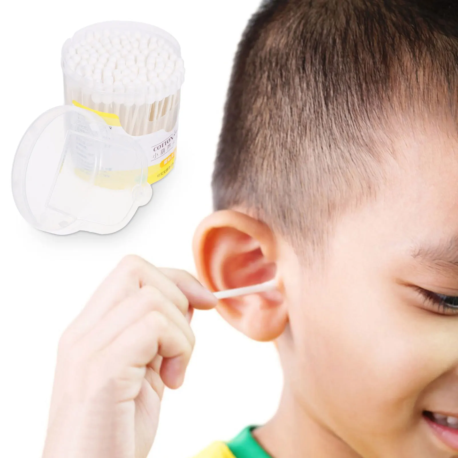 

110 pcs Baby Cotton Swabs Gourd Head Shape Safe Soft For Newborn Cleaning Ears Nose Eyes Paper Stem Eco-Friendly Buds For Baby