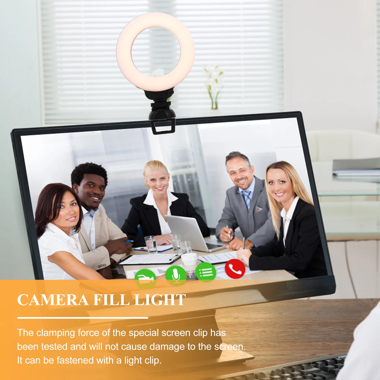 

1 Set Portable Led Webcam Lamp Mini Ring Light For Camera Conference Broadcasting Adjustable Brightness Soft Uniform Lighting