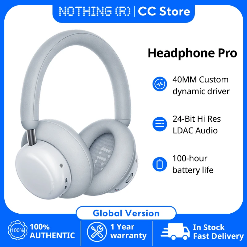 CMF by Nothing Headphone Pro 40mm driver up to 100 hours of playback hybrid active noise cancellation and mic Wireless headphone
