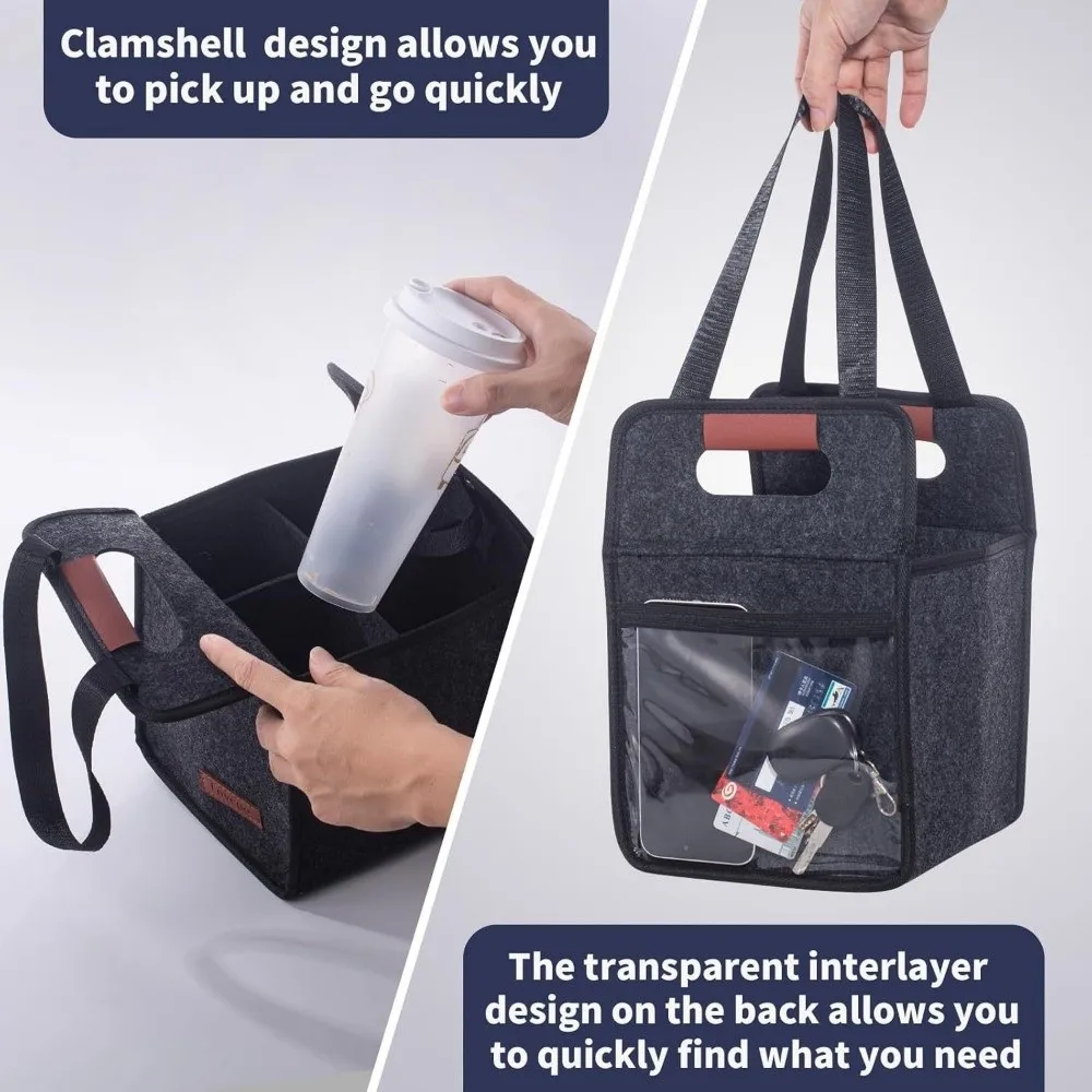 New Reusable Drink Cup Carrier Portable with Handles Drink Carrier Multifunctional Insulated Foldable Tote Bag Outdoor
