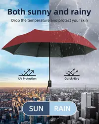 12 Bone Black Glue Fully Automatic Umbrella - Thick Durable Keel Three-Fold UV Resistant Folding Design for Protection And Style