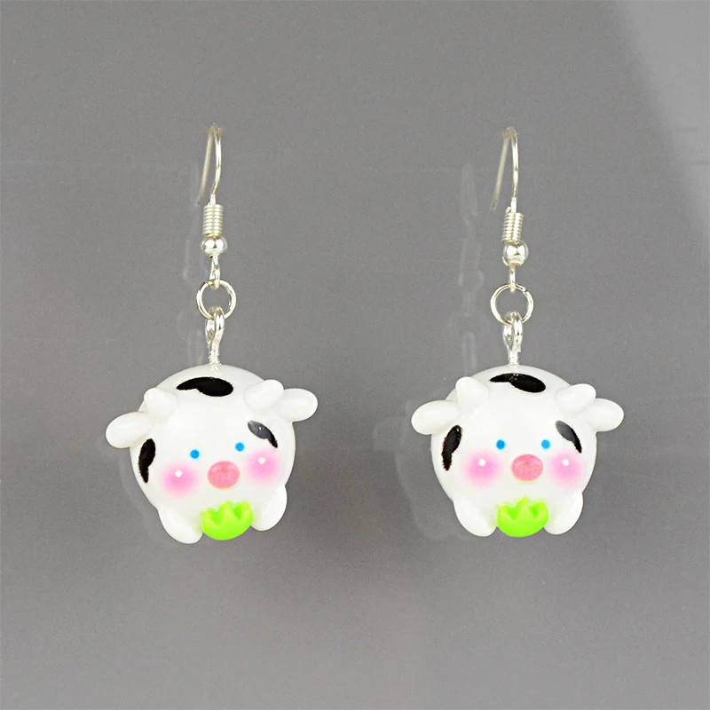 Cartoon Girl Resin Earrings For Women Girls Funny Duck Cute Animal Sheep Alpaca 12 Zodiac Signs Creativity Jewelry