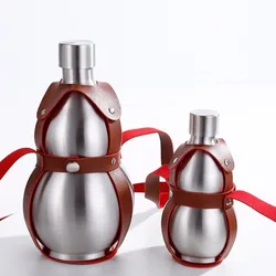 Gourd Water Bottle Stainless Steel Hip Flask 250 500 1500ML Water Kettle Reusable Large Capacity Wine Bottle