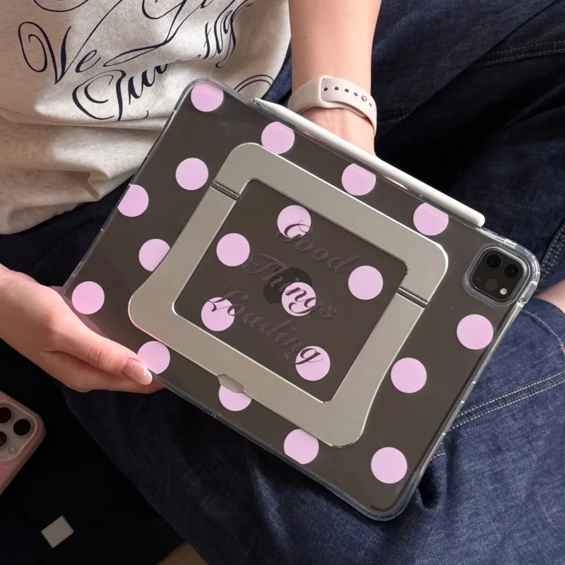 INS Pink Polka Dots Tablet Case for iPad Pro Air 6 7 8 A16 A19 11