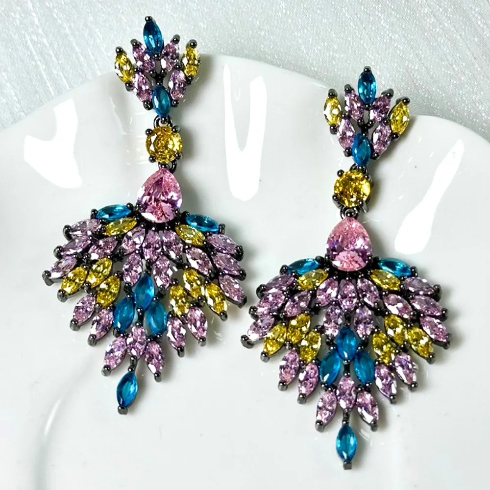 

Missvikki Crystal CZ Noble Bridal Earring Fashion Jewelry Luxury Butterfly Long Dangle Earrings For Women Wedding Cubic Zircon