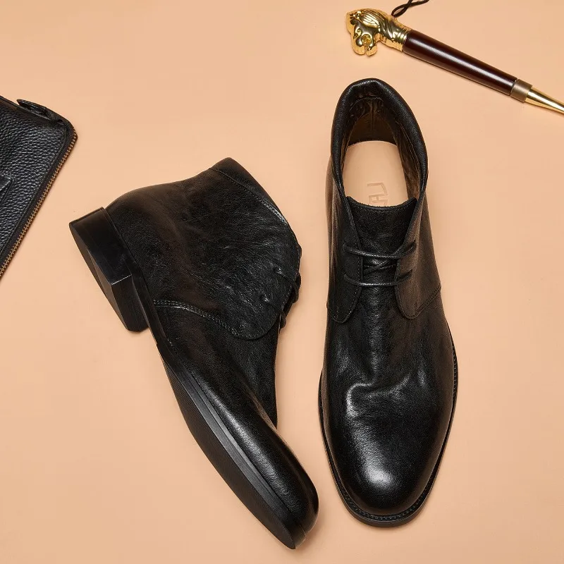 Soft Cowhide Mens Chelsea Boots Luxury Handmade Quality Comfortable 2026 Fashion Genuine Leather British Style Social Shoes Man