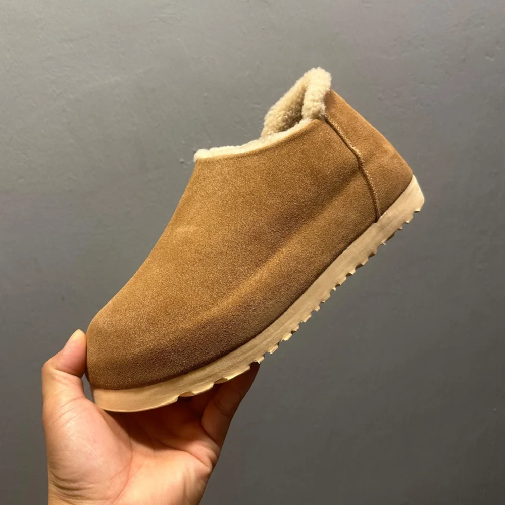 أحذية شتوية من صوف البقر غير اللامع للرجال، مبطنة بالصوف للدفء ومع زيادة الارتفاع المدمج من الأحذية القطنية الشتوية #1