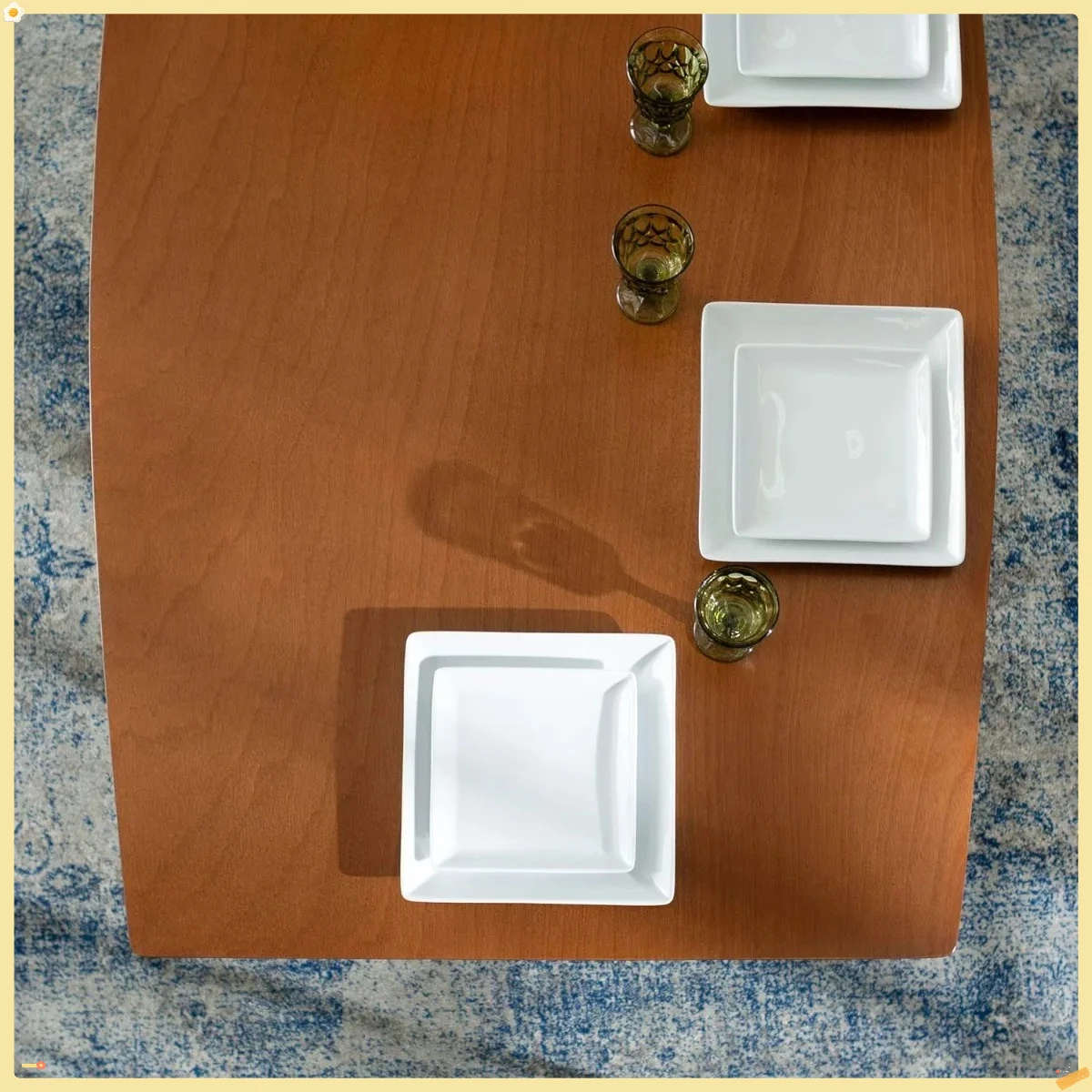 Complete 6-Piece Dining Room Set, Mid-Century Modern Wood Table & 6 Chairs, 60" Rectangle, Ready to Use