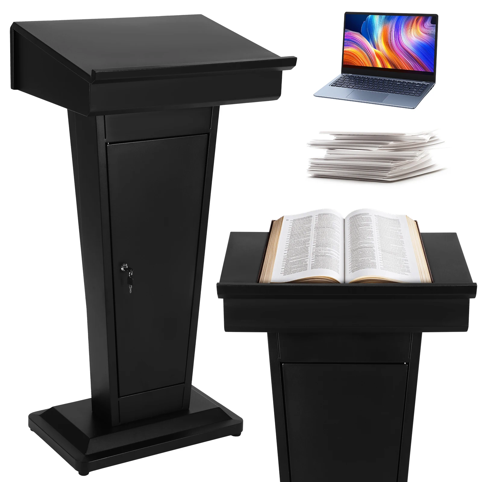 منبر معدني شديد التحمل، طاولة استقبال حديثة متعددة الأغراض، سعة كبيرة لمكتب الكنيسة والمدرسة والمنزل