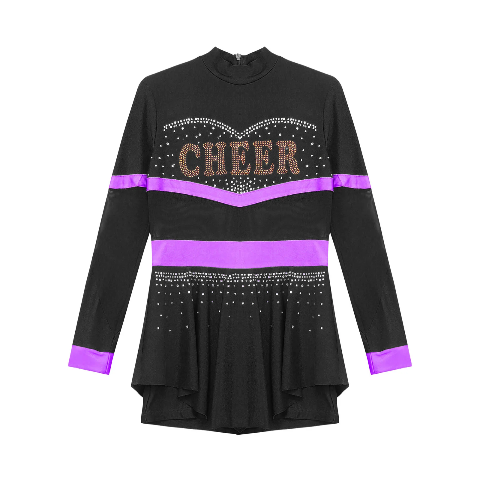 Kids Girls Halloween Carnival Cheerleading Dance Costume Leotard Dress with Hand Flower Hair Tie Socks Sports Meeting Clothes