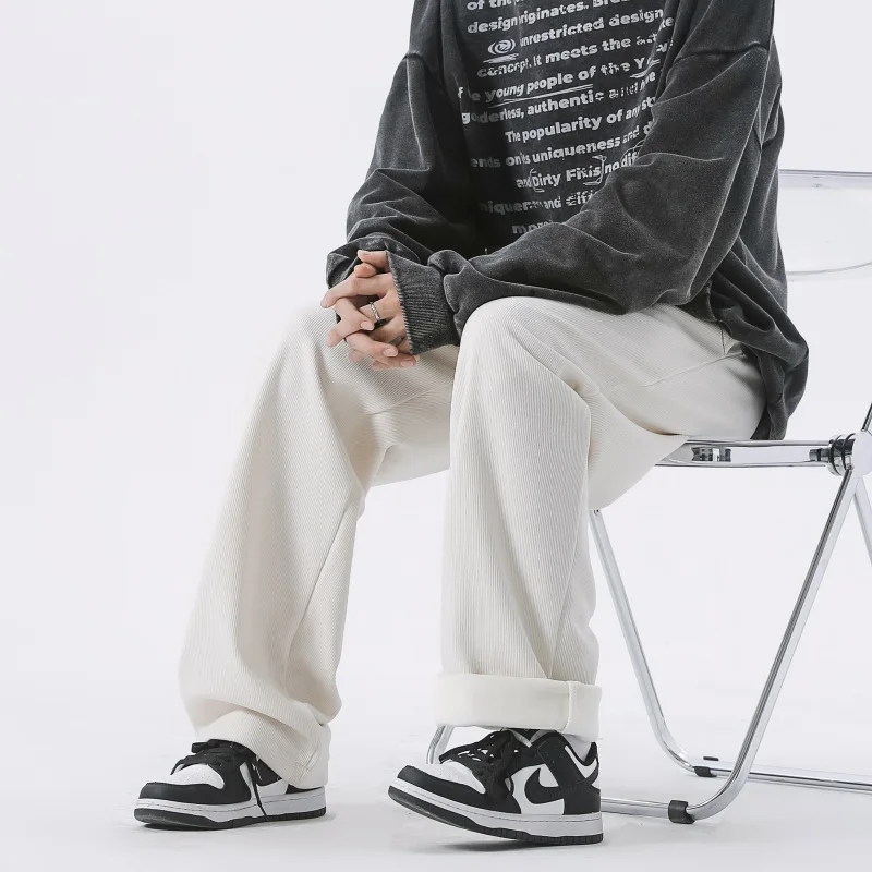 

Мужские вельветовые брюки осенне-зимние, утепленные, свободного кроя, широкие, прямые, повседневные, длинные, модные, для отдыха