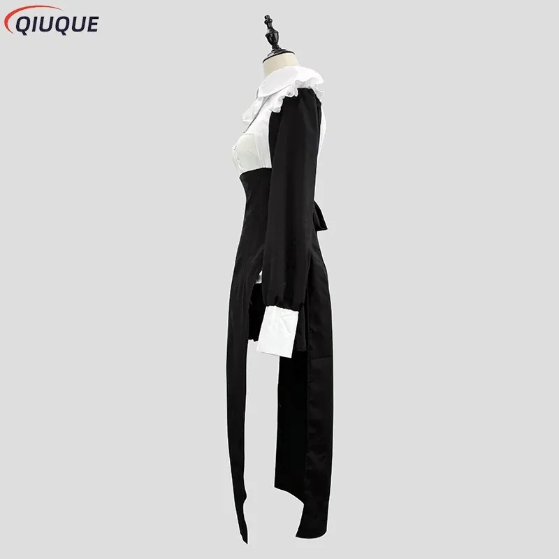 Disfraz de monja para mujer, pañuelo, collar cruzado, vestido de enfermera Sexy, sirvienta de Halloween, bata negra ajustada de talla grande, disfraces religiosos