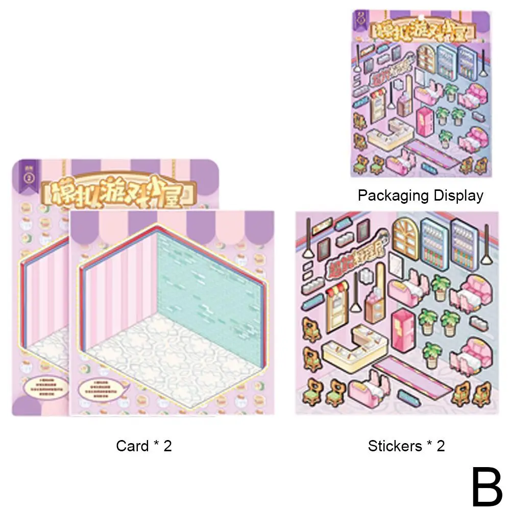 Cartoon Miniature Scene 3d Landscaping Stickers Visual Stacking Three-dimensional Stickers Christmas Gift For Children W3v9