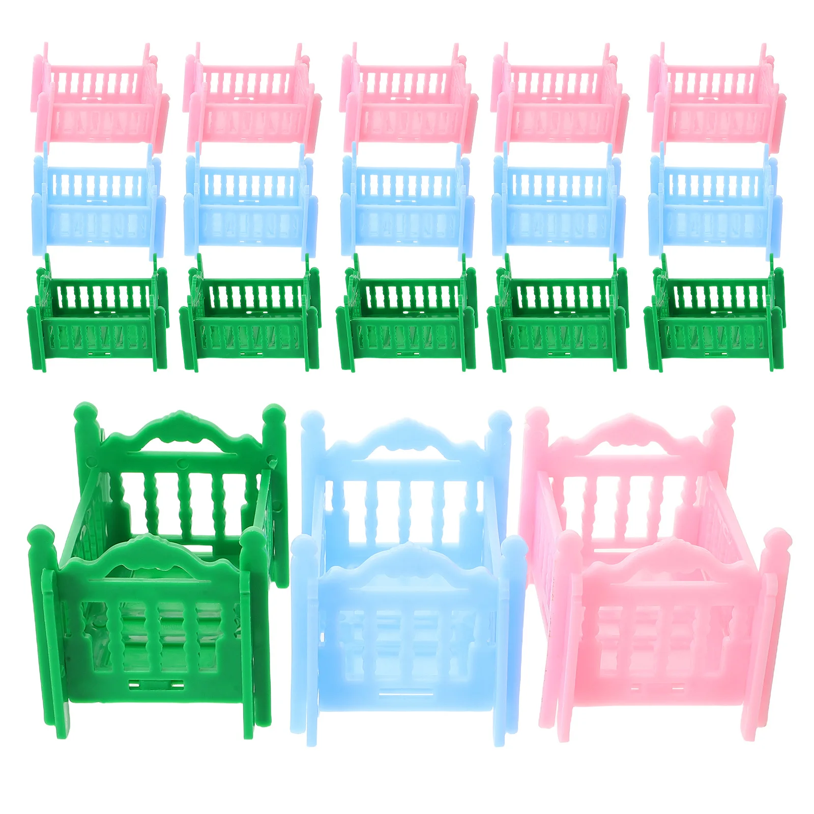 

18Pcs Miniature Dollhouse Crib Bed Realistic Design Pretend Play Furniture Set Kids Role Play Mini Bedroom Accessories