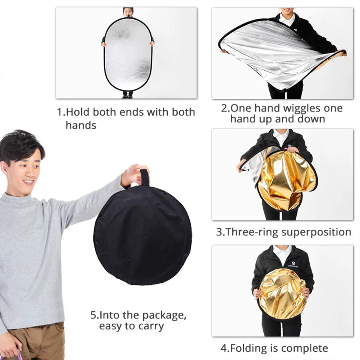 5 in 1 Photography Reflector Board For Studio Photography 60x90cm Outdoor Photo Studio live Lighting Kits Photography Accessory image 5