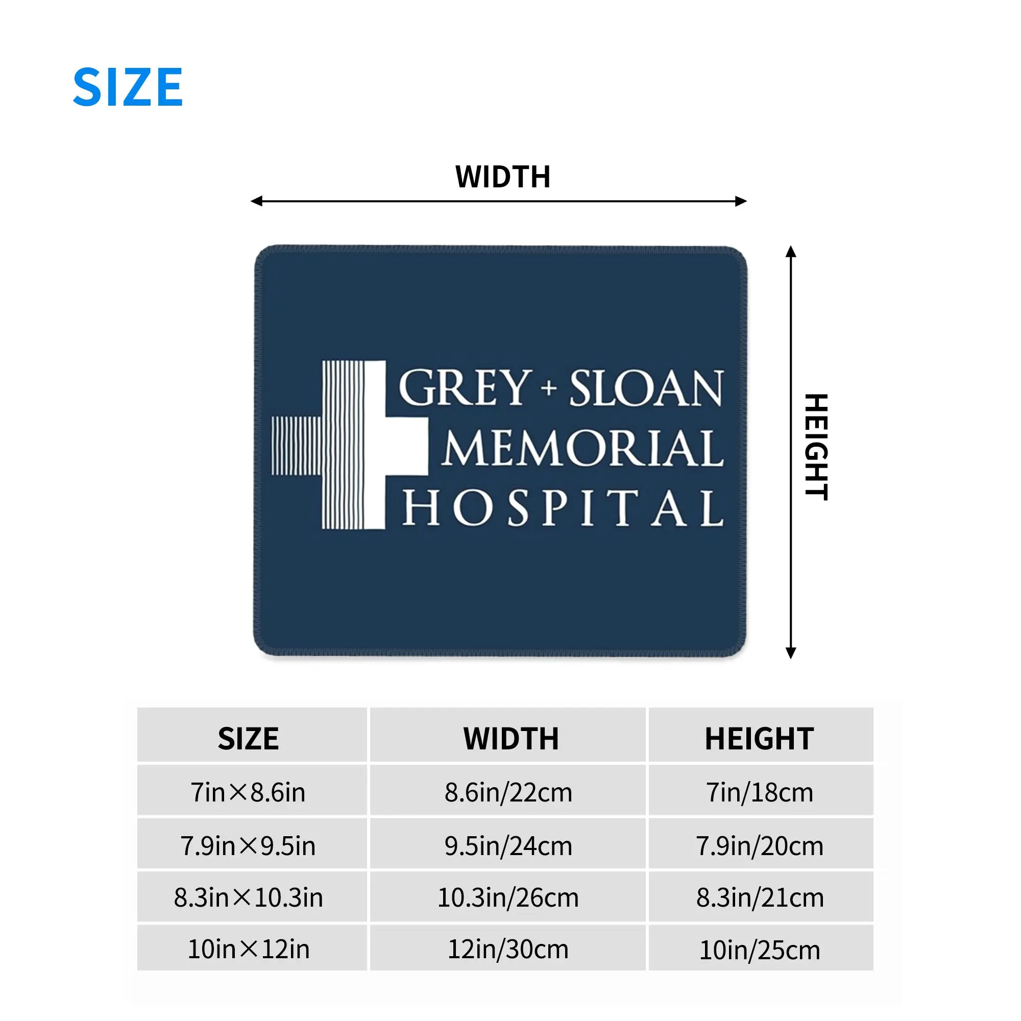 Grey + Sloan Memorial Hospital Logo White Print Mouse Pad Computer Keyboard Mouse Mat Gamer PC Laptop Desk Mat Office Table Mats