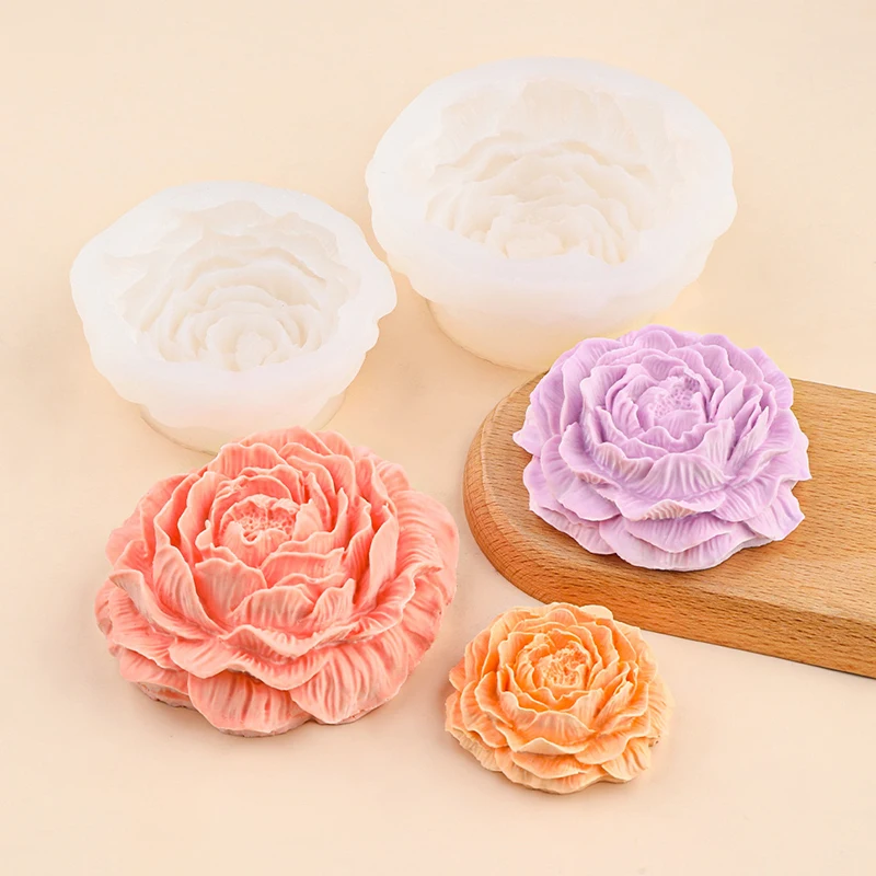 

1/3pcs Peony Candle Silicone Mold Rose Cake Chocolate Silicone Mold Soap Mold Valentine'S Day Gift Rose Flower Mold