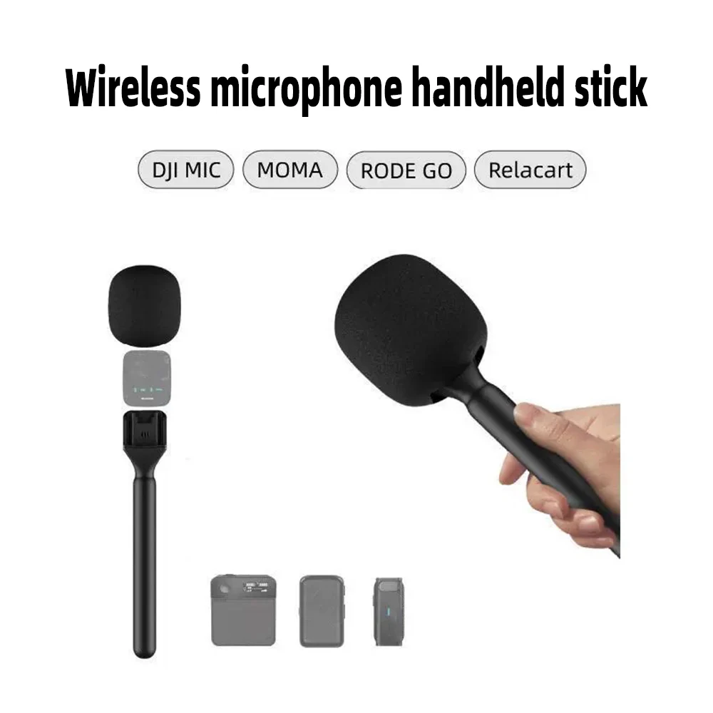 KDES Wireless Lavalier Microphone Handle for DJI Rode Wireless GO Mic Handheld Microphone Adapter for Vlog Interview Podcast