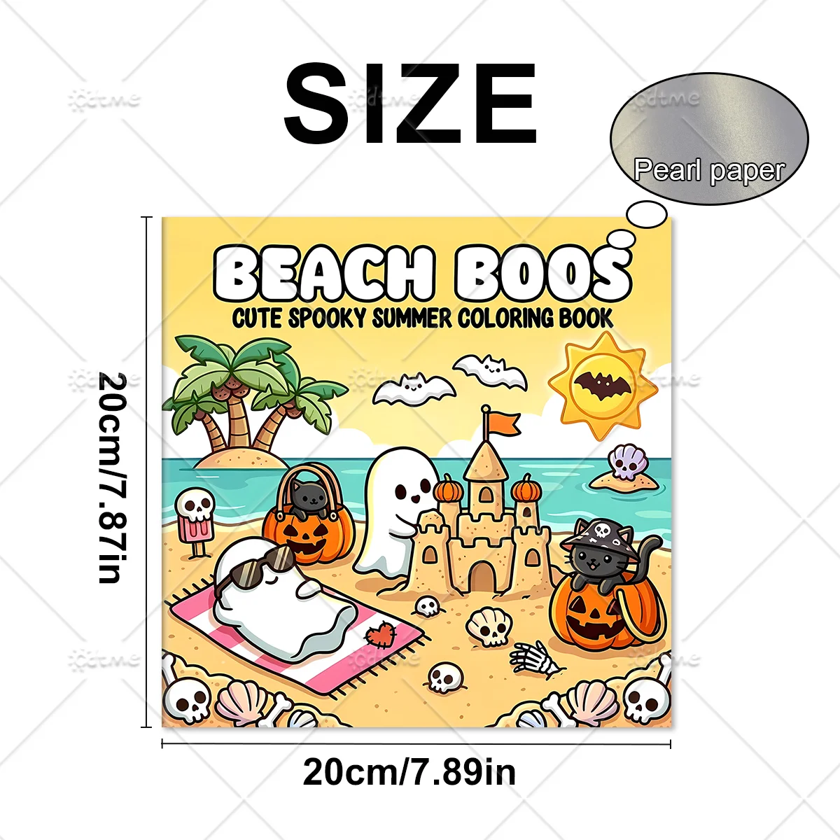 Beach Boos Adult Coloring Book Large Print Cute Spooky Summer Ghost Skull Scenes Stress Relief Relaxing Art Therapy Drawing Book