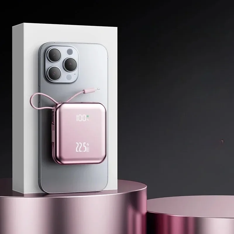 Мини-банк питания с сертификацией 3C, 10000 мАч, 20000 мАч, со встроенным кабелем и аккумулятором для быстрой зарядки 22,5 Вт для IPhone/Samsung