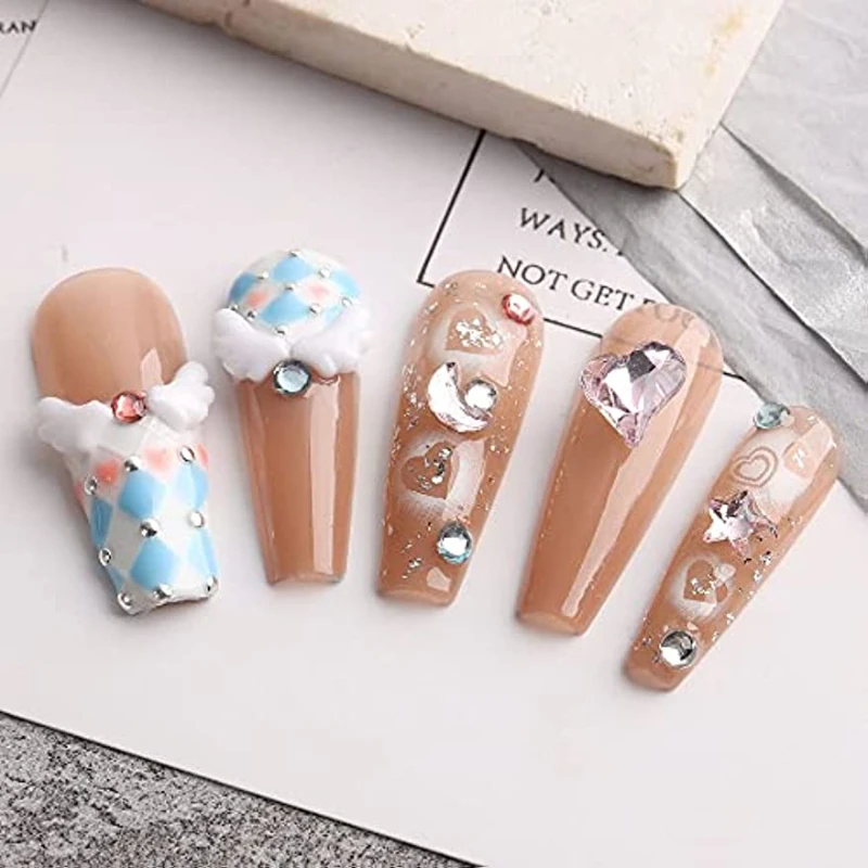 200 قطع ثلاثية الأبعاد أجنحة الملاك مسمار حلية نجمة القمر القلب مسمار المياه الماس الملونة كريستال مسمار جوهرة مسمار الراتنج الأظافر اكسسوارات #4