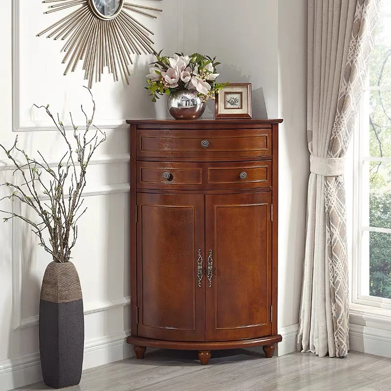 American corner cabinet living room all solid wood against the wall corner rack corner fan retro cabinet