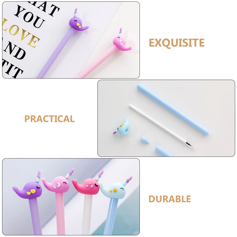 

12Pcs Creative Narwhal Design Gel Pens for Kids School Supplies Smooth Writing Easy to Carry Stationery Cartoon Gel Pens