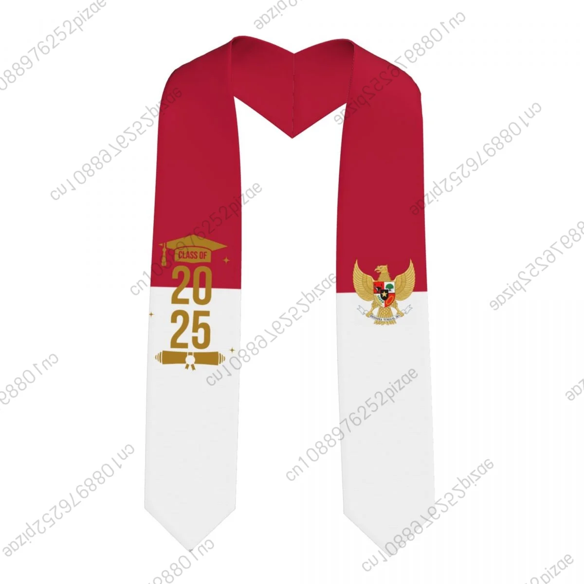 

New Indonesia Flag Class Of 2025 183*13CM Graduation Stole Sash Scarf For International Students Proud