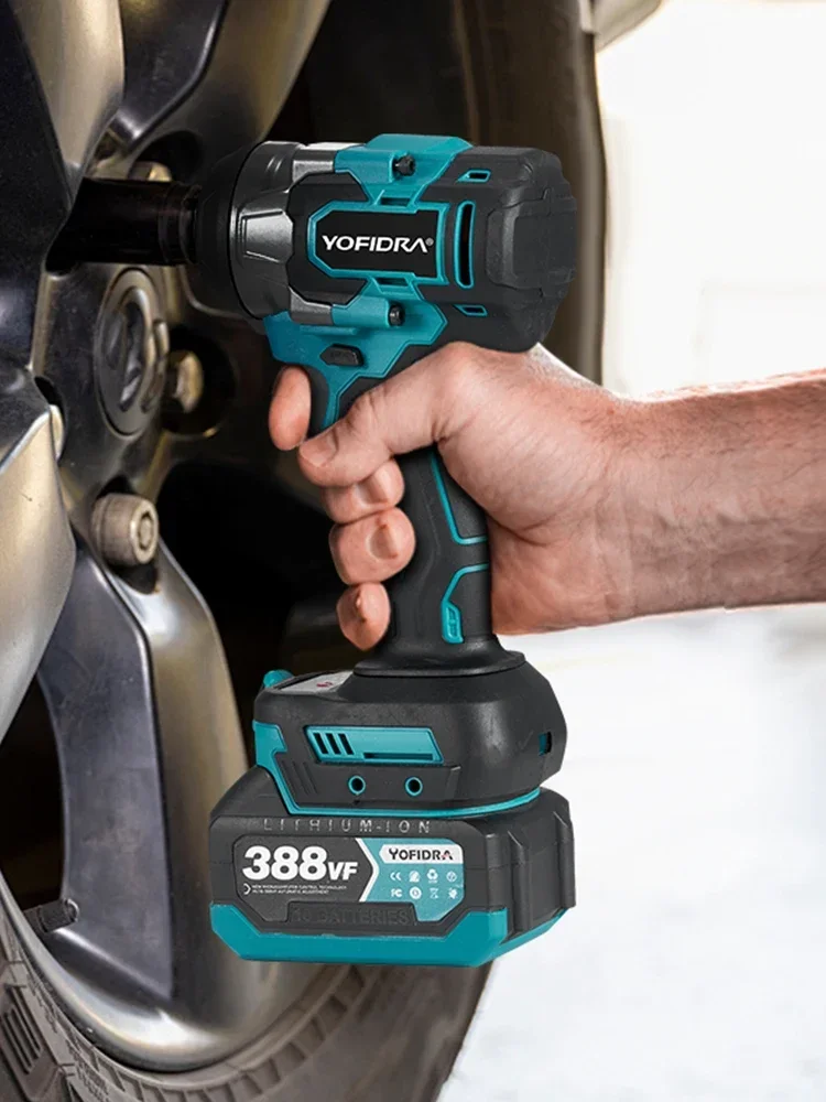 YOFIDRA 1200 N.m Bürstenloser elektrischer Schlagschrauber 5 Gänge 1/2 Zoll Schraubendreher Autoreparatur Elektrowerkzeug für Makita 18 V Batteriestift