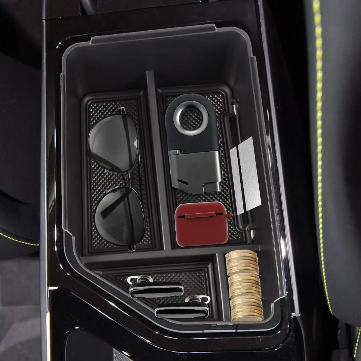 Vassoio Organizer per Console centrale compatibile per accessori Kia EV6 bracciolo scatola portaoggetti vassoio Organizer inserto (nero)