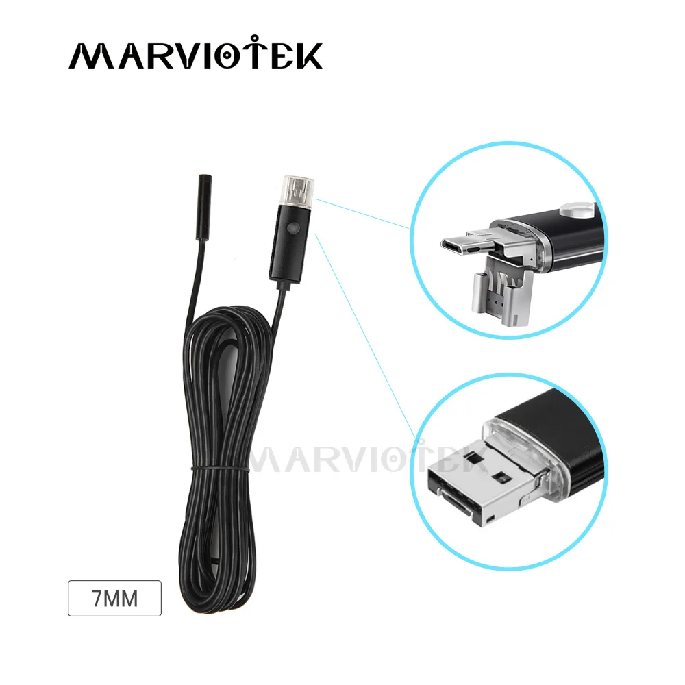 Endoscope Android USB Endoscope Camera 7mm 2in1 Android Phone Endoscope Pipe USB Endoscope Inspection Mini Camera HD 1/2/5/10m