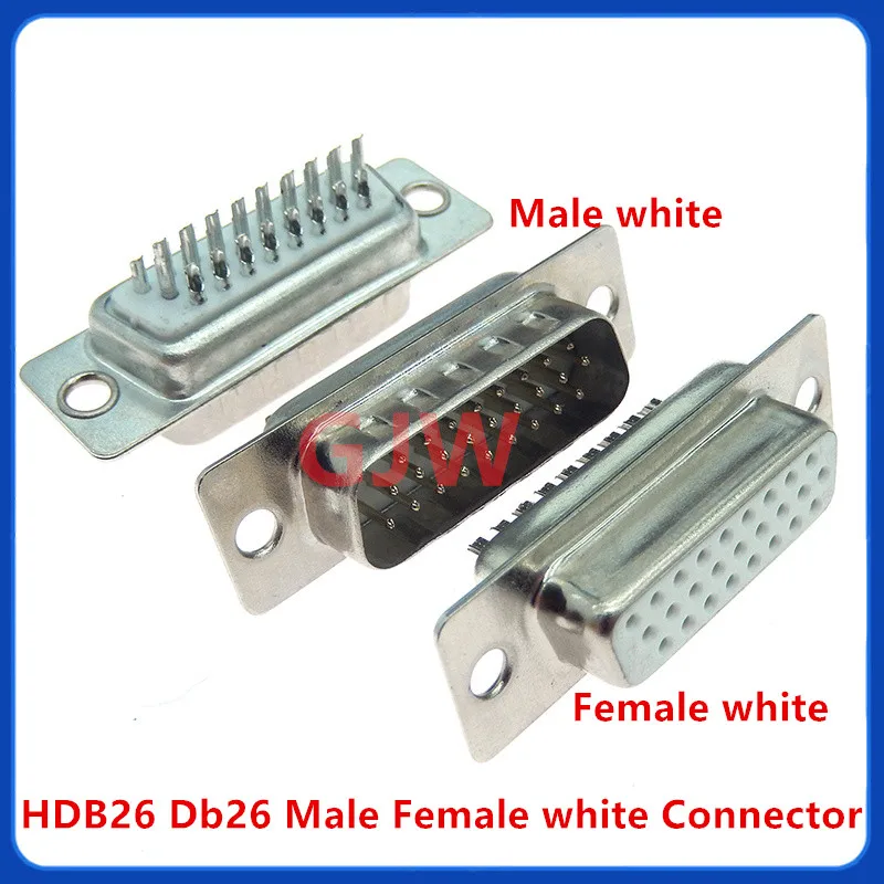 1Pcs-2PCS DB26 HDB26 3 Rows of 26 Pin Plug Soldering Connector D-SUB 26pin white Male Female Welding Wire Type Connectors