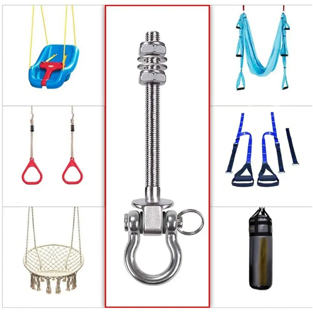 Useful Heavy Duty Swing Hook Stainless Steel Threaded Shaft Yoga Hammock Hook Easy Installation Hanging Hook Tree Swing image 4