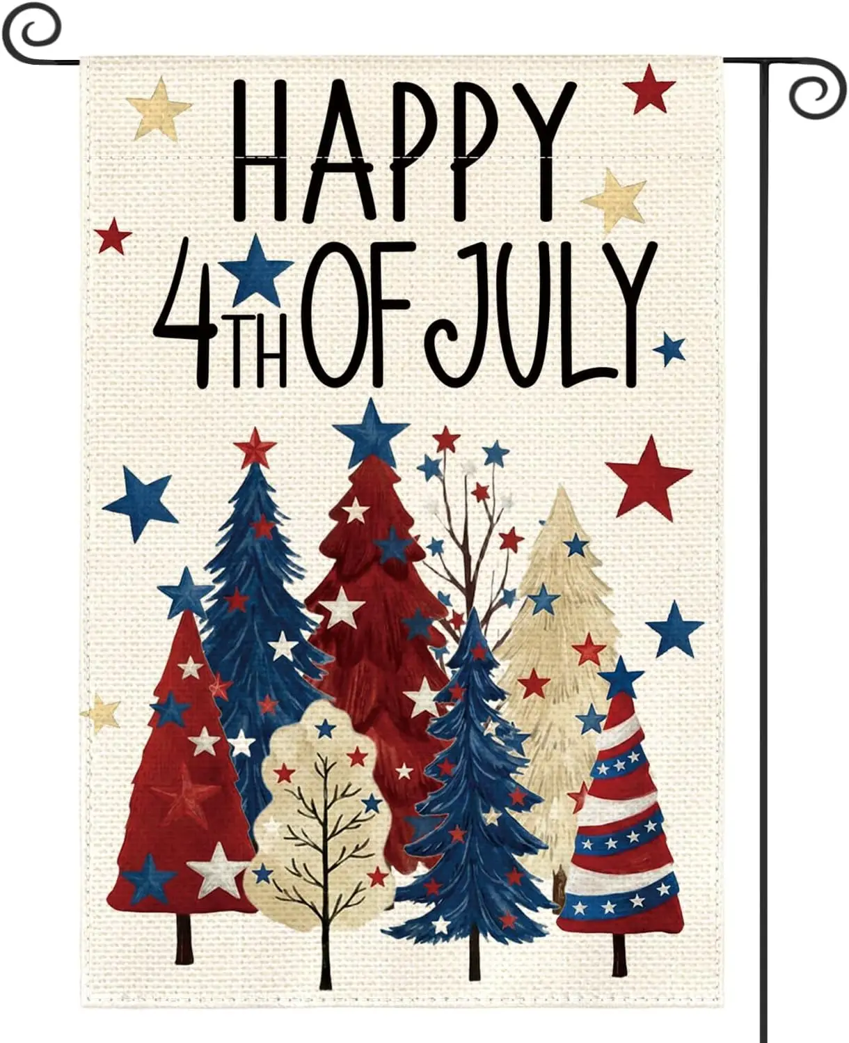 AVOIN colorlife Happy 4th of July Trees Garden Flag 12x18 Inch Double Sided Outside, Memorial Day Patriotic Stars Yard Outdo uui