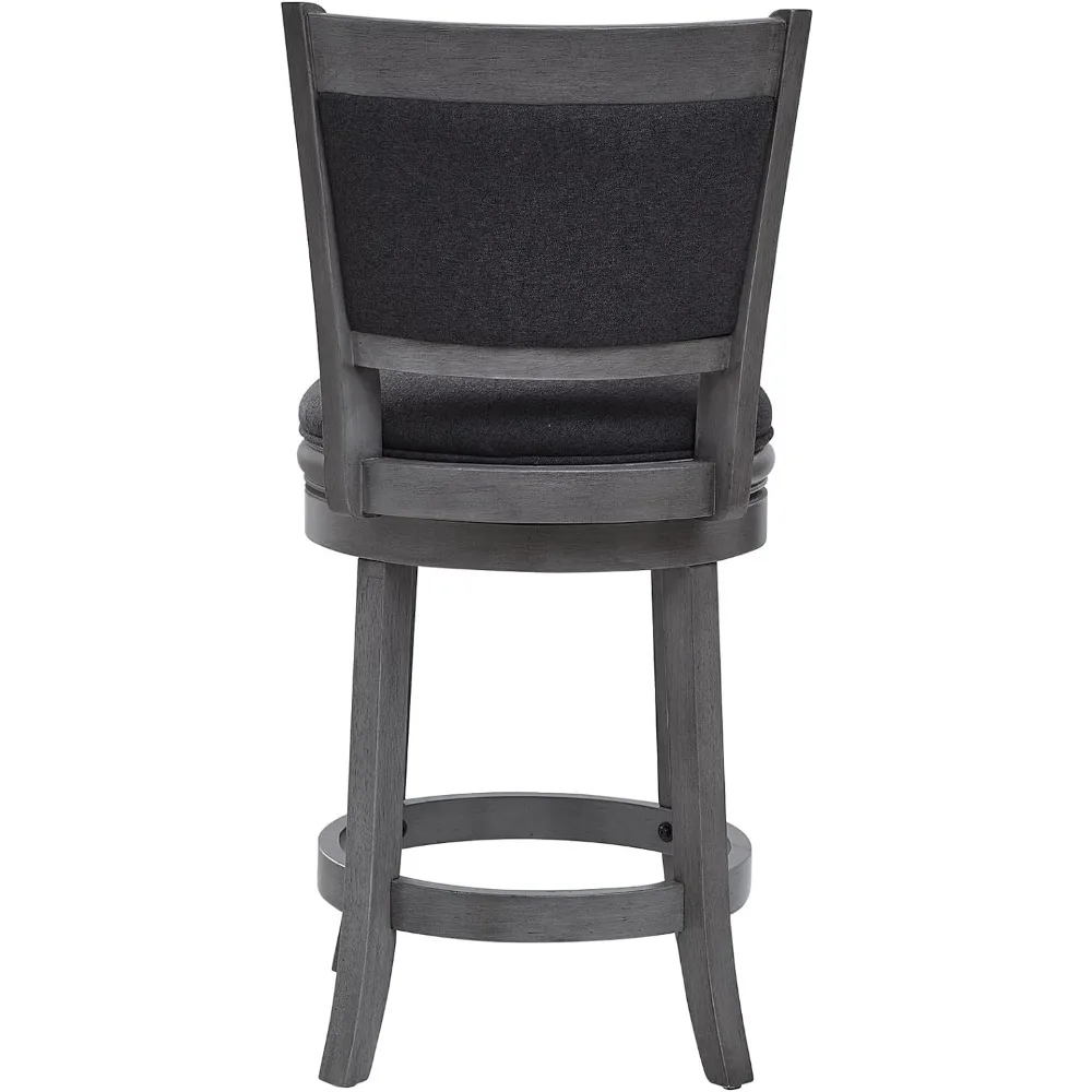 Upholstered Swivel Counter Stools Kitchen Bar Stools 24" Seat Height Wooden Frame Stool Chair,Dark Grey (HSA-1102D-1)