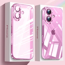 Official 16 Series Original Color Phone Case for iPhone 16 15 14 13 12 11 Pro Max 16 Plus Transparent Simplicity TPU Soft Cover
