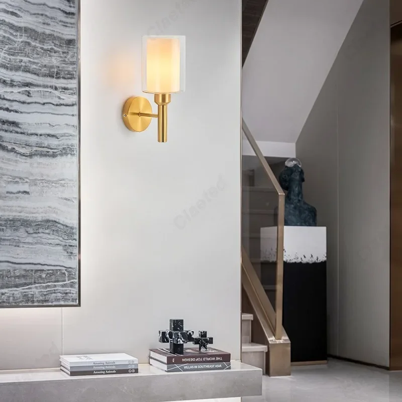 Creative E27 Decorative Glass LED Wall Light Bedroom Bedside Wall Light Living Room Corridor Hotel Decorative Lighting Fixtures