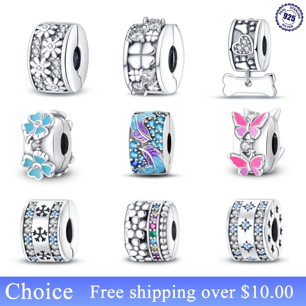 

Браслеты Pandora женские из серебра 925 пробы, с цветными перьями, цветком, бабочкой, локатором и бусинами