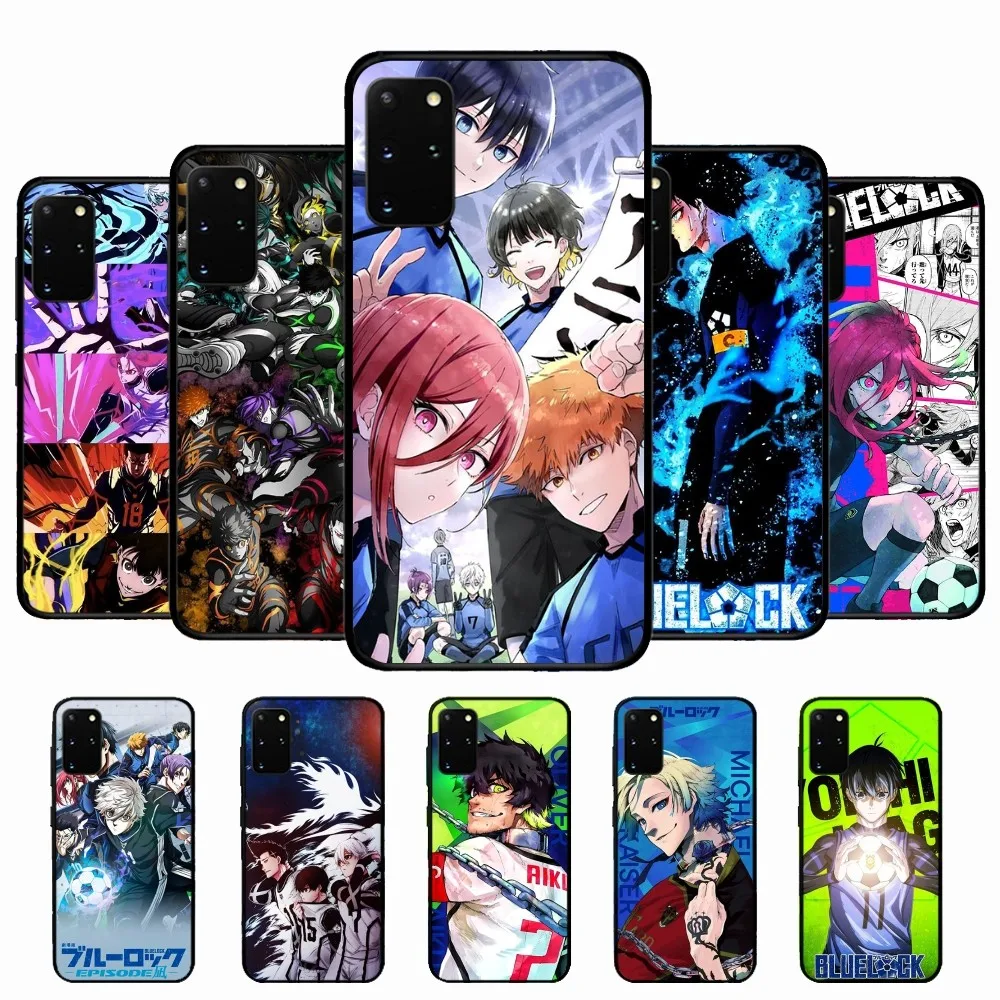 Football Comics B-Blue L-Lock Phone Case Silicone PC+TPU For Samsung S10 20 30 22 23 24 Plus Lite Ultra Cover