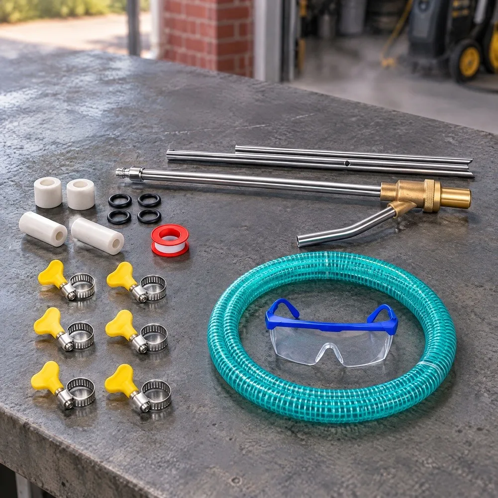 1/4 Inch Quick Disconnect Sandblasting Kit Rated for 5000 PSI Pressure Washers with Goggle and Reinforced Hose Assembly