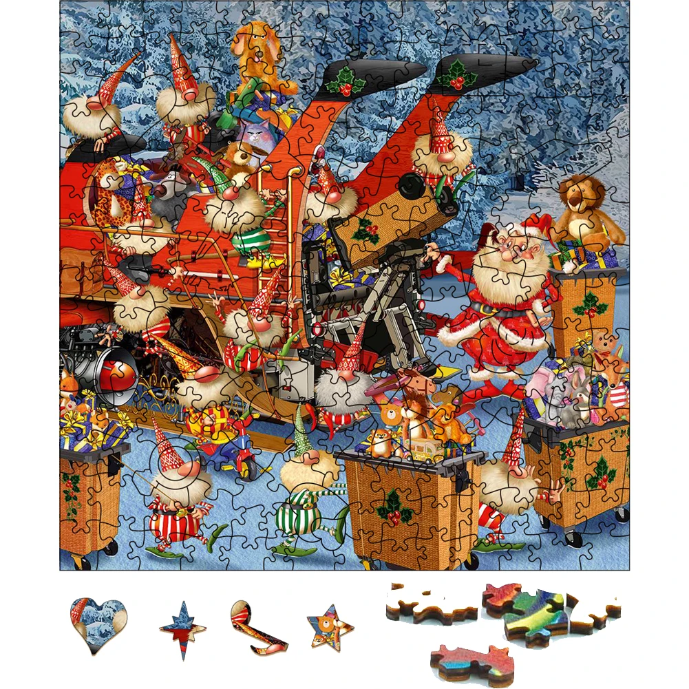 

Santa's Grotto Christmas Wooden Jigsaw Puzzle Festival Gifts Toys For Adults Wood Puzzles Holiday Gift Puzzle Toy For Kids