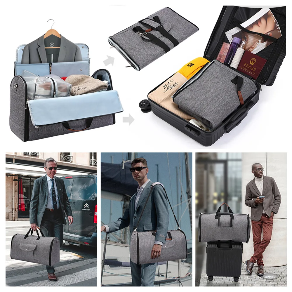 Sac à main de voyage imbibé pour hommes, sac de voyage d'affaires, sac de rangement pour vêtements, sac à bagages multifonctionnel de fitness pliant