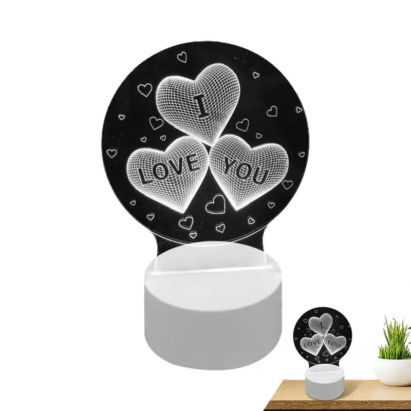 

Heart Acrylic Bedside Lamp Clear Desktop Nursery Night Light Clear Heart Pattern Board Night Light Non-slip Base For Living