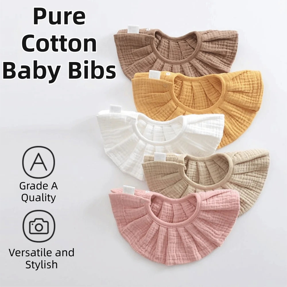 Pure Cotton Baby Bibs Soft 360 ​​° Rotate Bandana Drool Bibs Absorbent Baby Essentials Teething Drooling Bib For Boys Girls