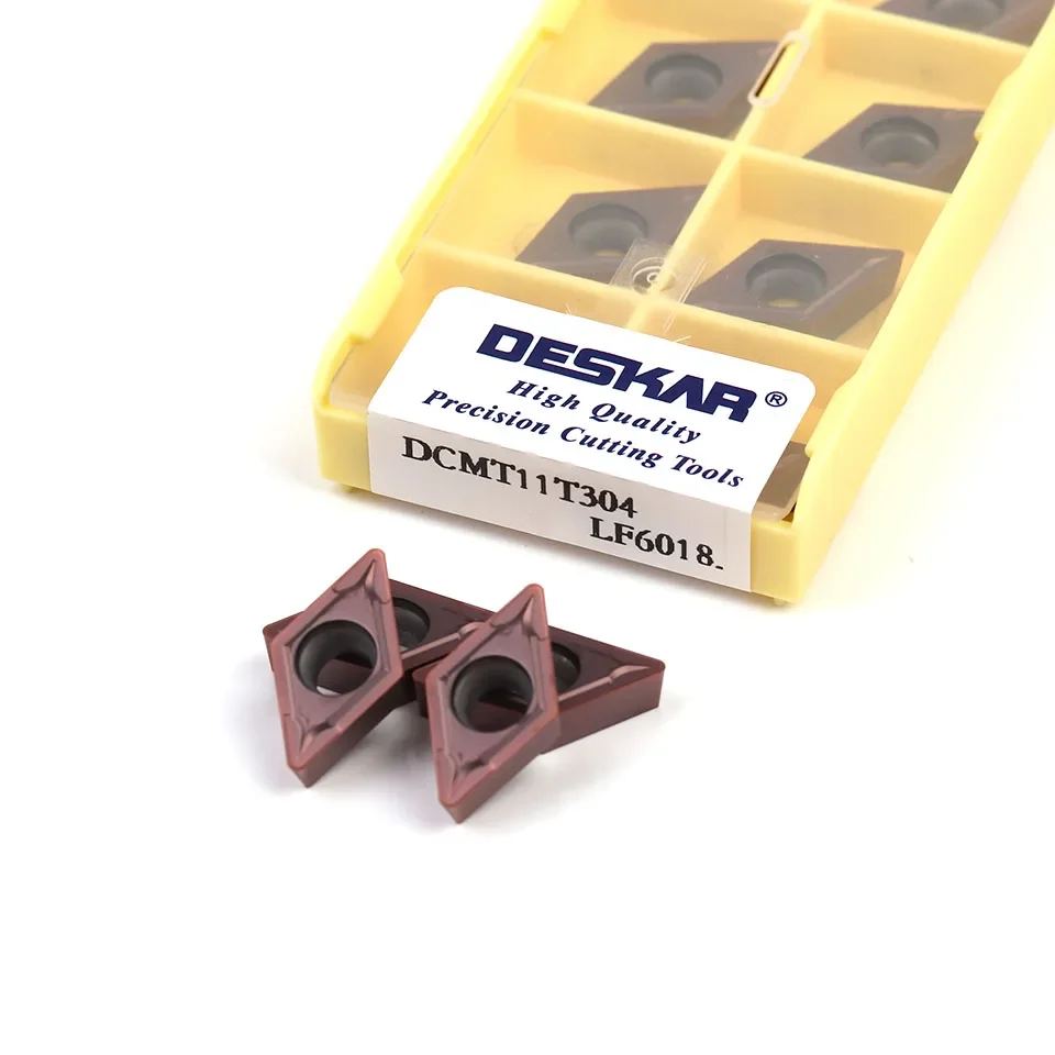 

10 шт. DESKAR DCMT11T304 LF6018 DCMT11T308, токарные пластины для внутренней обработки, токарные инструменты для станков с ЧПУ, твердосплавные пластины, инструменты для нержавеющей стали