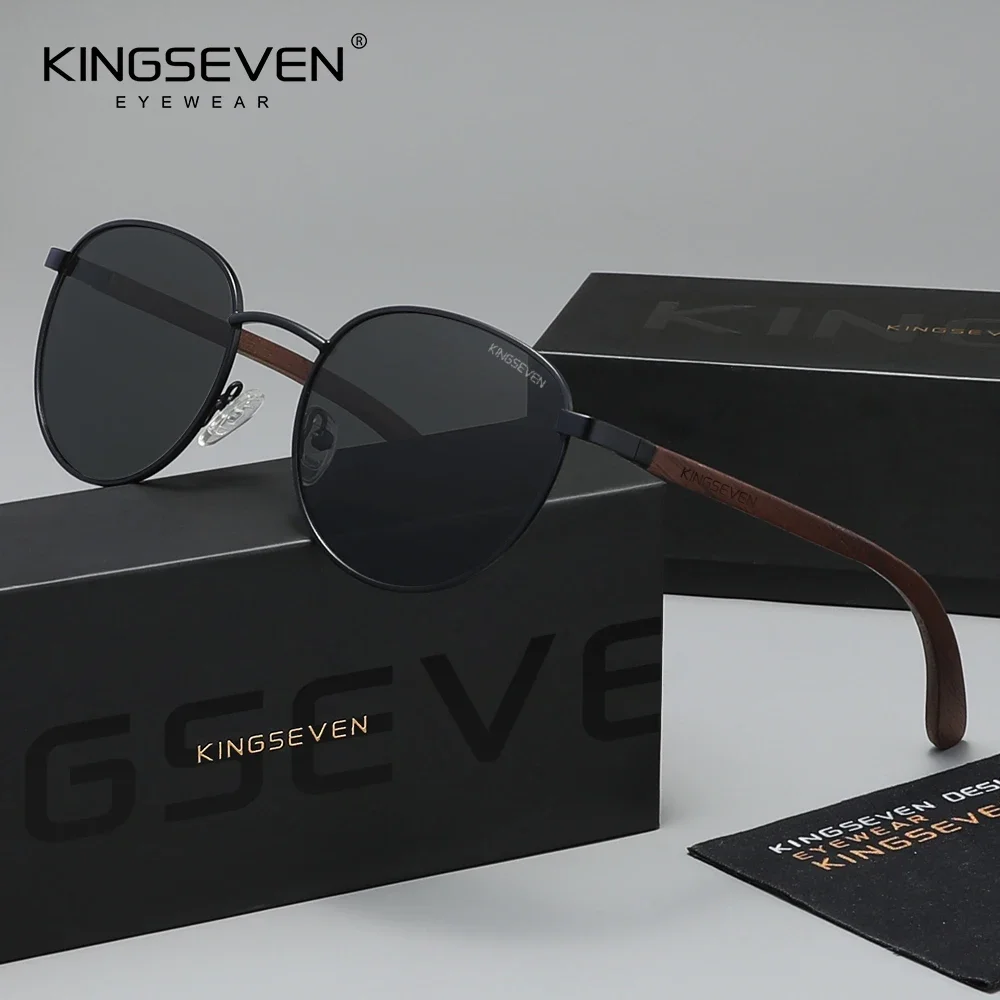 KINGSEVEN Vintage Walnut Wooden Frame Sunglasses Natual DesignFor Men Women Polarized Eyewear UV400 High Quality Glasses