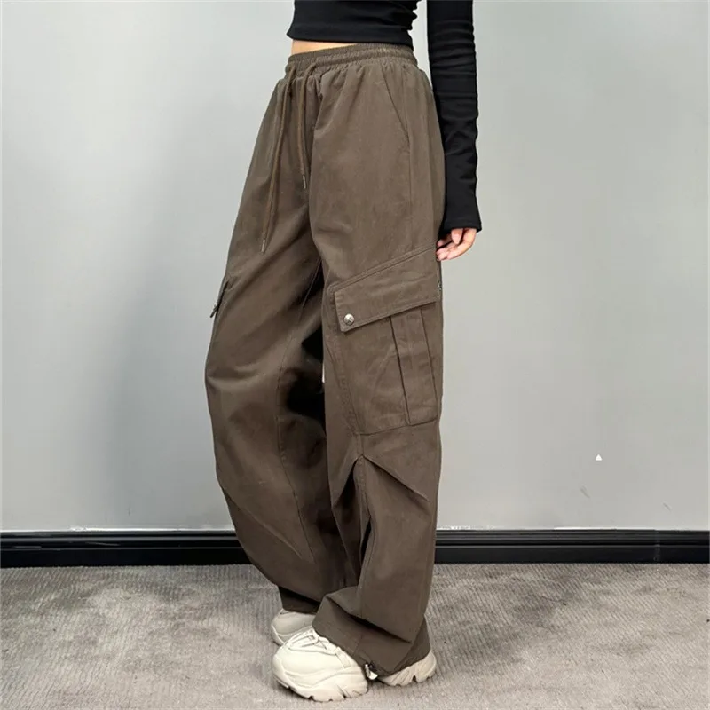 

2025 New Autumn American Style Loose Work Pants for Women Spring and Autumn Vintage Black Casual Pants Female Clothes