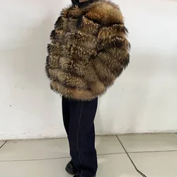 2025 Plus Size Outwears Clothing Real Raccoon Fur Coat Women Natural Leather Curve coat winter Long jackets Female Vest