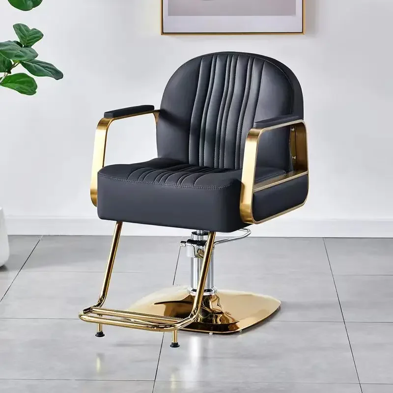 Chaise de barbier Manually Ian pour homme, meubles de salon, chaise de coiffeur inclinable, chaise dorée